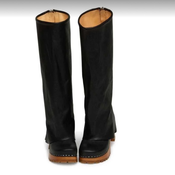 Swedish Hasbeens NWT Bootcut Knee Boot Black Super Fun Style Unique 🌈♥️ - Picture 1 of 13